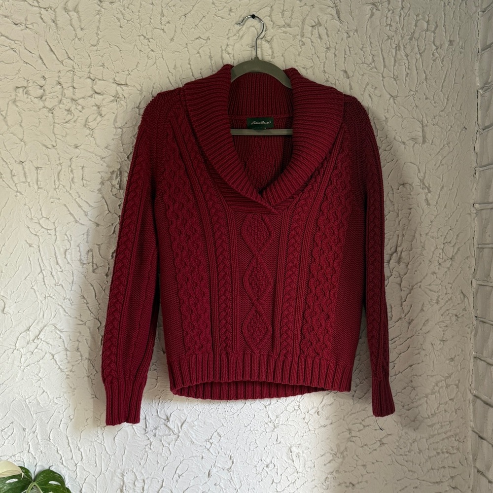 Eddie Bauer Red Cowl Neck Sweater